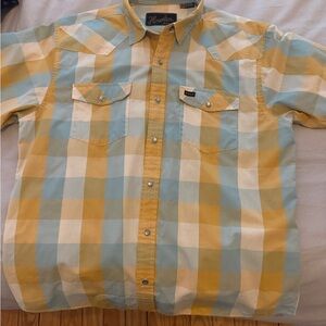 Howler Brothers Yellow and Blue Casual Button Down Shirt